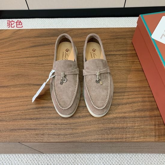 Loro Piana Suede Loafers Hand-Stitched Leather Sole Lined Shoes