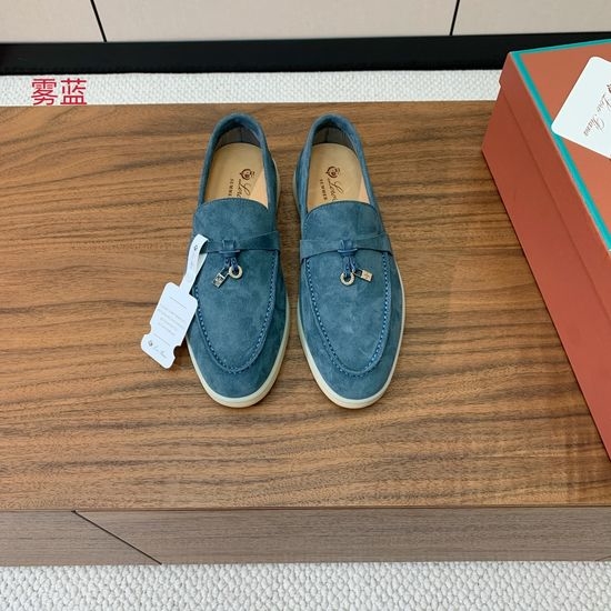 Loro Piana Suede Loafers Hand-Stitched Leather Sole Lined Shoes