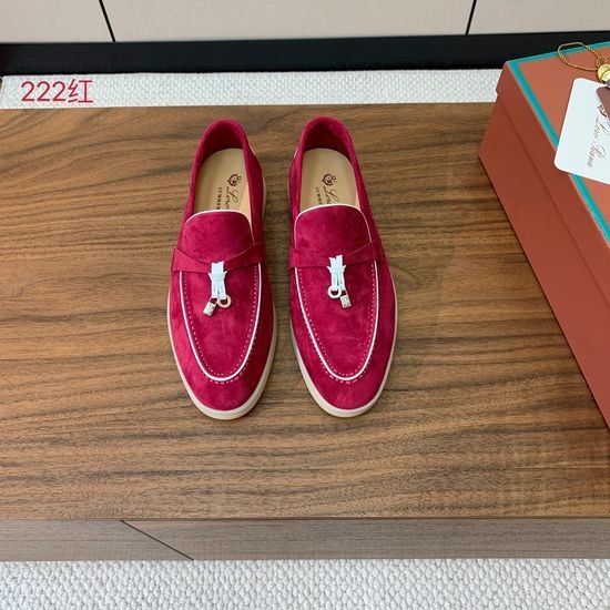 Loro Piana Stitched Edge Loafers Silky Suede Upper Comfortable Lining Anti-slip Sole