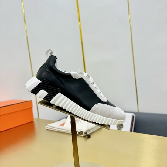 Hermes Premium Leather Color Block Casual Athletic Sneakers