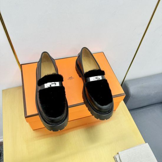 Hermes Premium Leather Wool Lined Handcrafted Casual Shoes