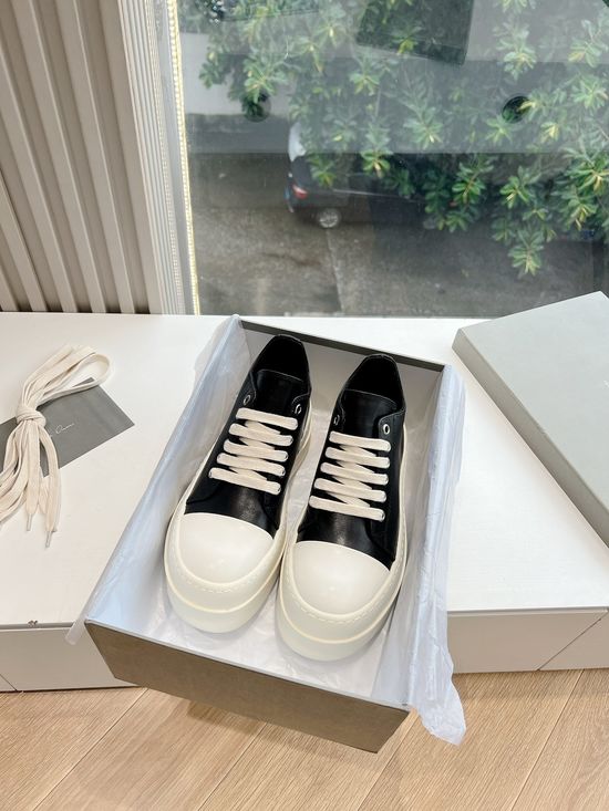 Rick Owens High-top Full Grain Cowhide Casual Sneakers Leather Upper