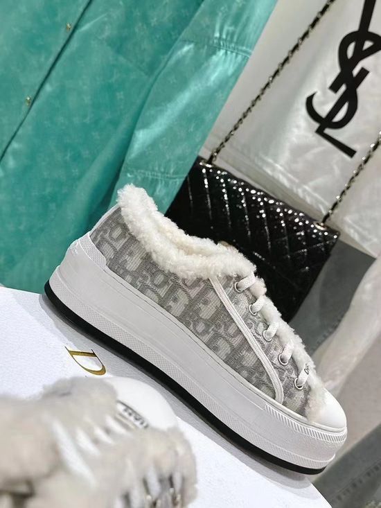 Christian Dior Embroidered Fleece Lined Platform Casual Sneakers
