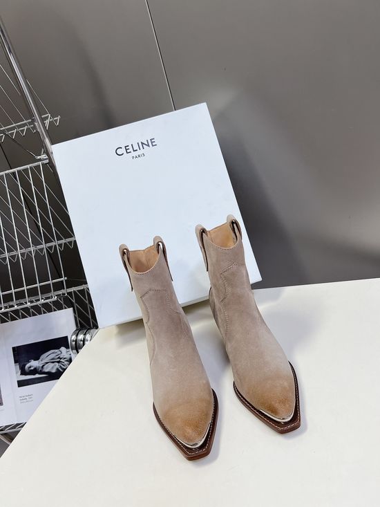 Celine Premium Leather Ankle Boots with Retro Logo Detail
