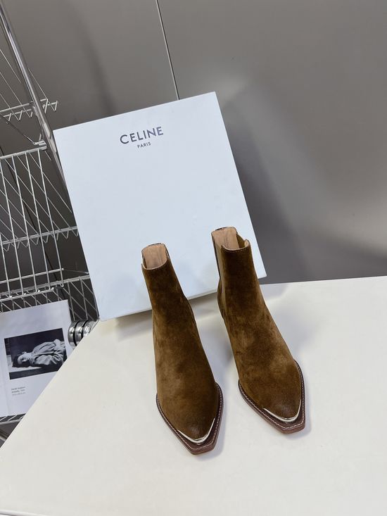 Celine Premium Leather Ankle Boots with Retro Logo Detail