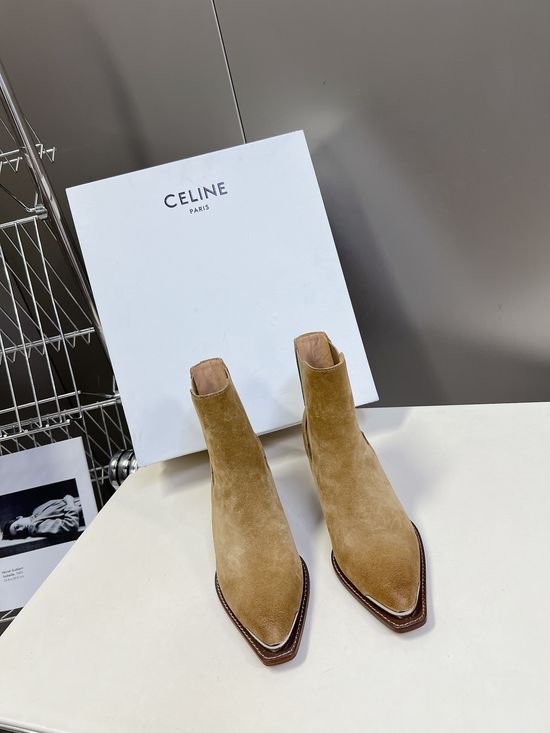 Celine Premium Leather Ankle Boots with Retro Logo Detail