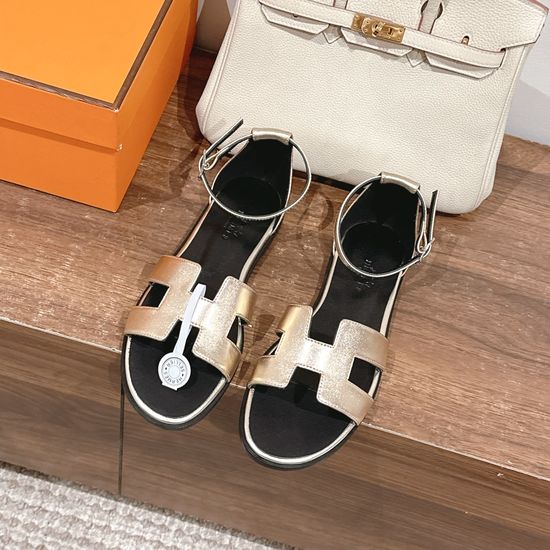 Hermes Classic Handmade Enamel Leather Sandals Casual Daily Style