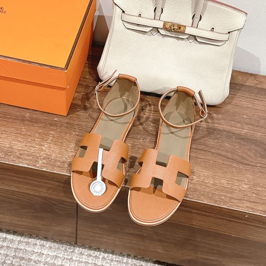 Hermes Classic Handmade Enamel Leather Sandals Casual Daily Style