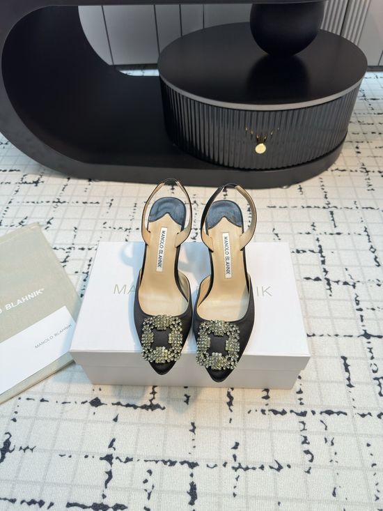 Manolo Blahnik Classic Silk Upper Sandal with Genuine Leather Sole