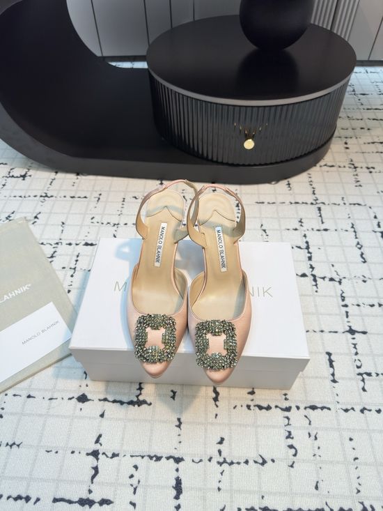Manolo Blahnik Classic Silk Upper Sandal with Genuine Leather Sole
