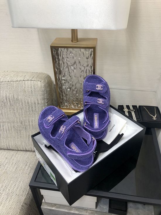 Gucci Top Quality Fuzzy Velcro Slip-On Sandals
