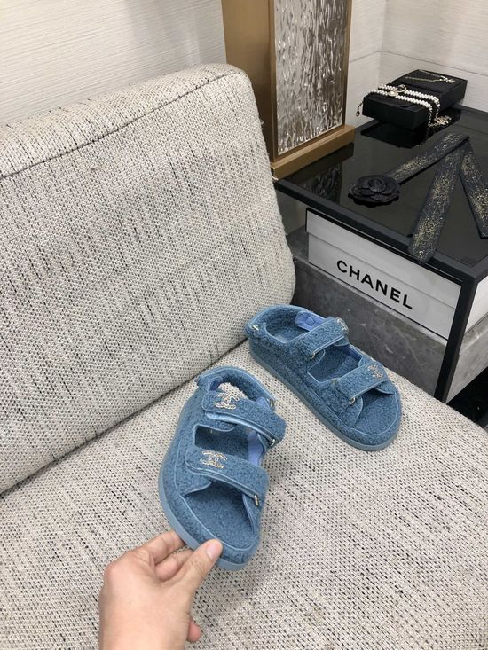 Gucci Top Quality Fuzzy Velcro Slip-On Sandals