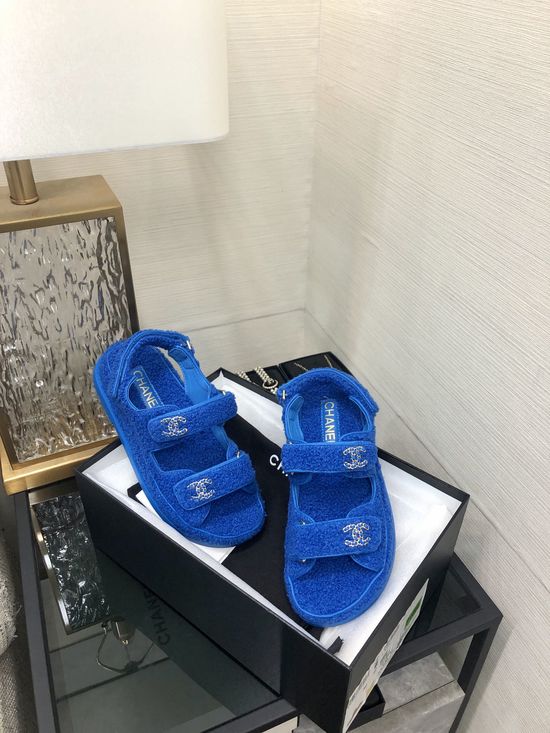 Gucci Top Quality Fuzzy Velcro Slip-On Sandals