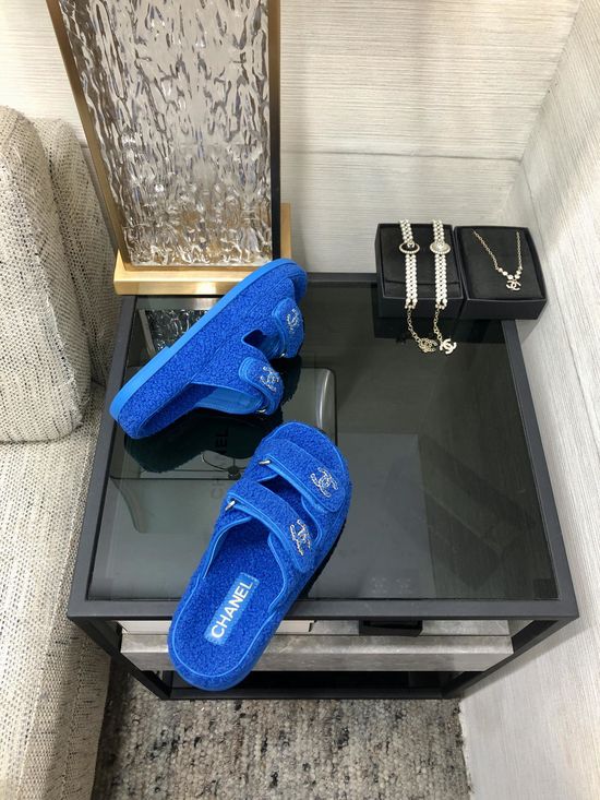 Gucci Top Quality Fuzzy Velcro Slip-On Sandals