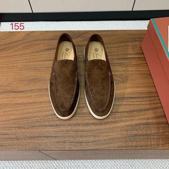 Loro Piana Suede Loafers Hand-Stitched Leather Sole Lined Shoes