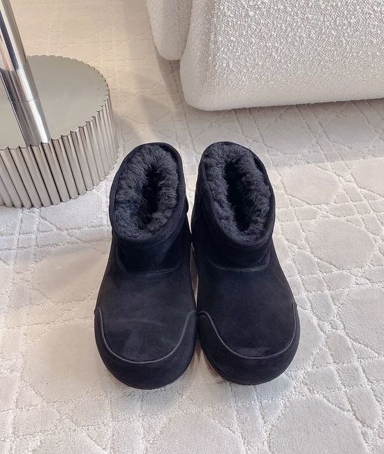 Balenciaga Warm Fleece Lined Platform Ankle Boots Non-slip Sole