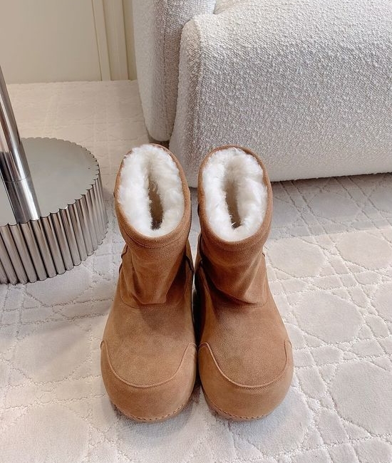 Balenciaga Warm Fleece Lined Platform Ankle Boots Non-slip Sole