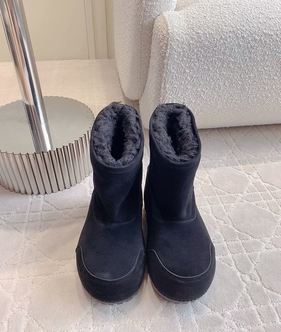 Balenciaga Warm Fleece Lined Platform Ankle Boots Non-slip Sole