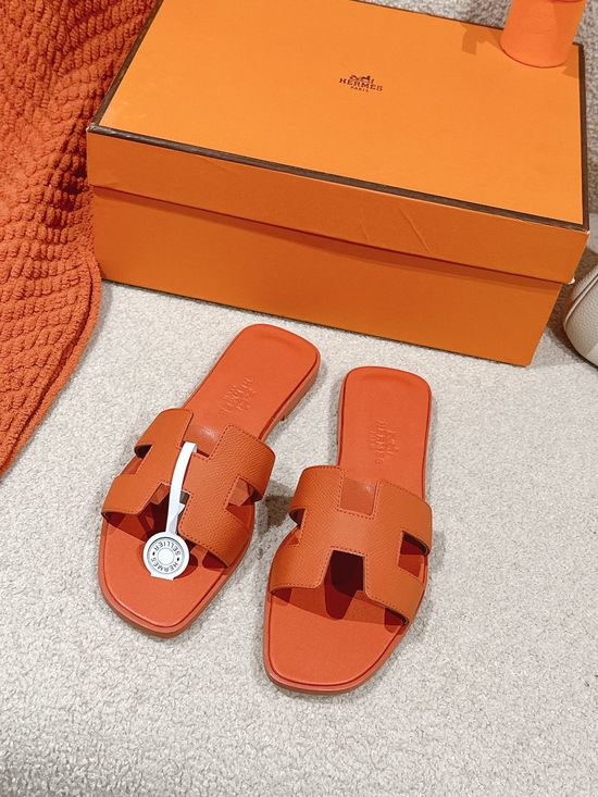 Hermes Hand-Stitched Leather Slippers with Silk Accents