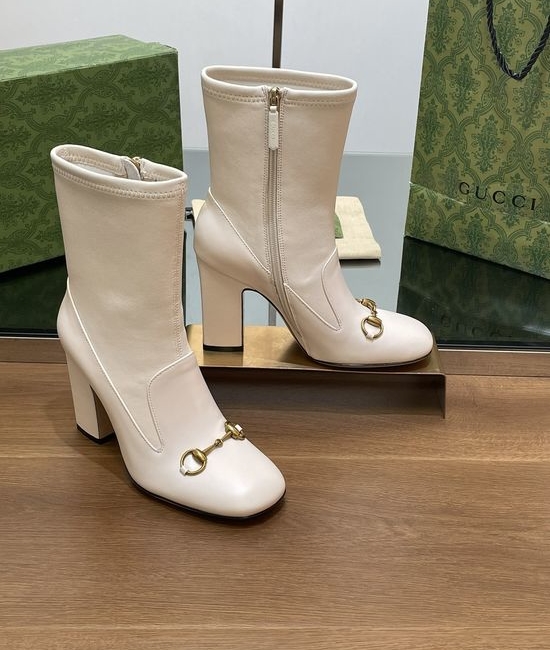 Gucci Leather Horsebit Ankle Boots Chunky Block Heel