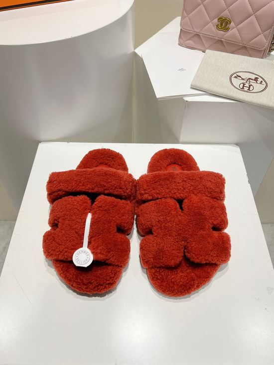 Hermes Curly Genuine Wool Comfortable Casual House Slippers