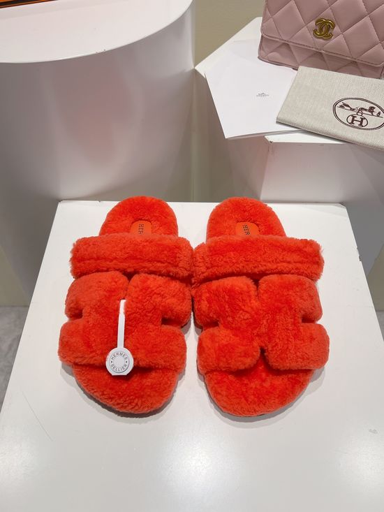 Hermes Curly Genuine Wool Comfortable Casual House Slippers