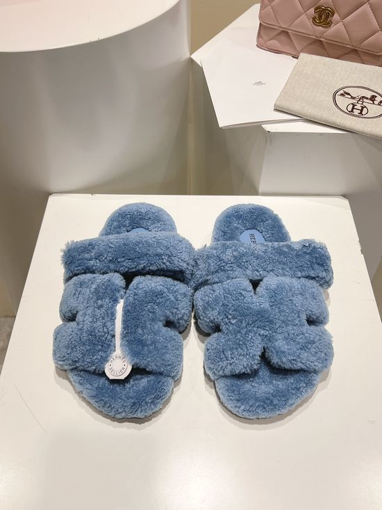 Hermes Curly Genuine Wool Comfortable Casual House Slippers