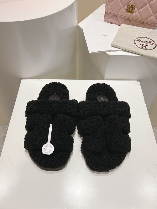 Hermes Curly Genuine Wool Comfortable Casual House Slippers