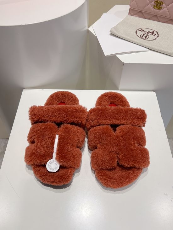 Hermes Curly Genuine Wool Comfortable Casual House Slippers