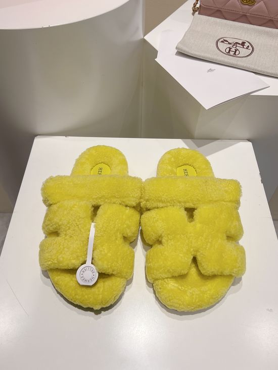 Hermes Curly Genuine Wool Comfortable Casual House Slippers