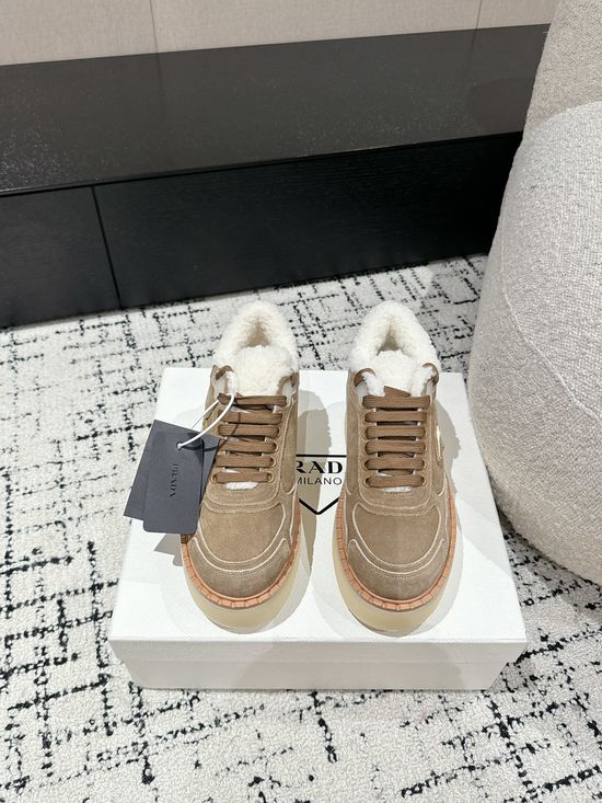 Prada Suede Thick Sole Warm Comfortable Short Ankle Boots