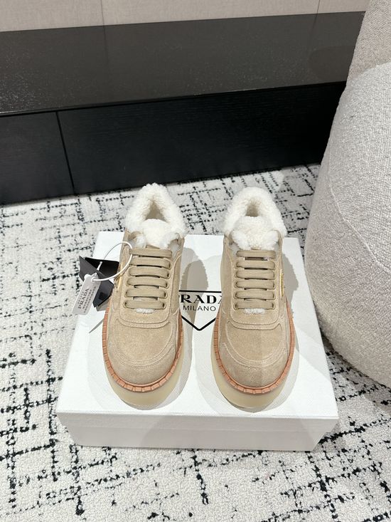 Prada Suede Thick Sole Warm Comfortable Short Ankle Boots