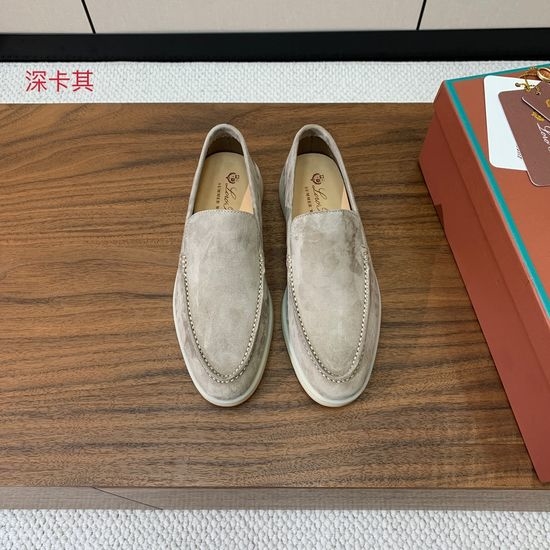 Loro Piana Suede Loafers Hand-Stitched Leather Sole Lined Shoes