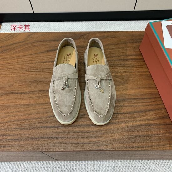 Loro Piana Suede Loafers Hand-Stitched Leather Sole Lined Shoes