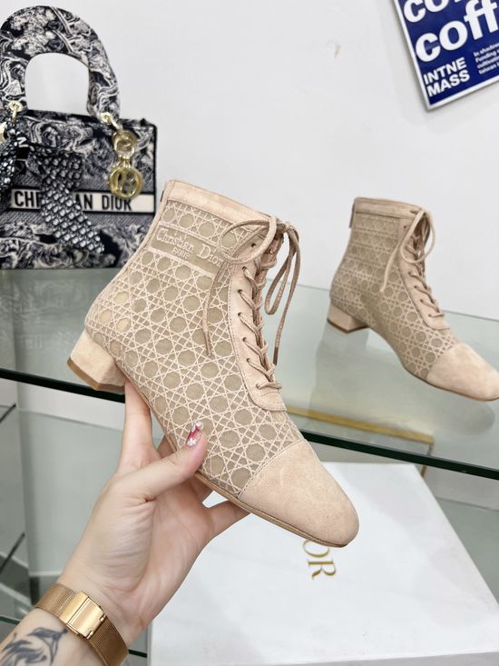 Christian Dior Embroidered Floral High-Heeled Ankle Boots