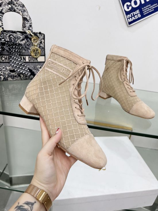 Christian Dior Top-tier Embroidered Pattern High-Heeled Booties