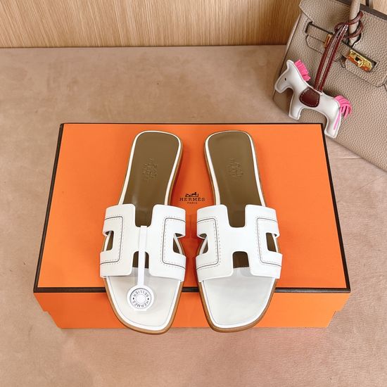 Hermes Velvet Casual Slides Comfortable Leather Sole