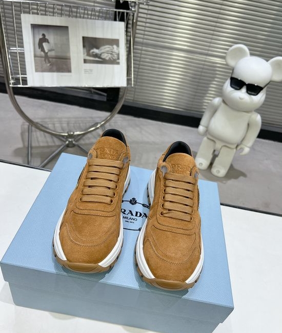 Prada Premium Leather Versatile Casual Shoes with Logo Detail