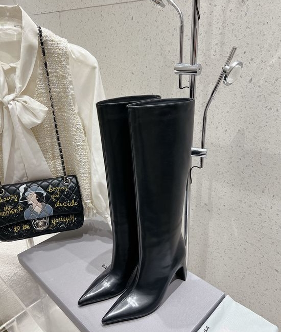 Balenciaga Pointed Toe High Heel Ankle Boots With Side Zipper