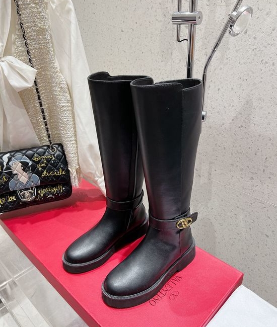 Valentino Sleek Ankle Boots Genuine Leather Upper Lining Anti Slip Sole