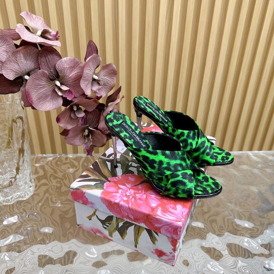 Dolce & Gabbana Retro Metal Heel Silk Slides with Exquisite Craft Details