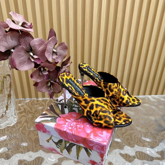 Dolce & Gabbana Retro Metal Heel Silk Slides with Exquisite Craft Details