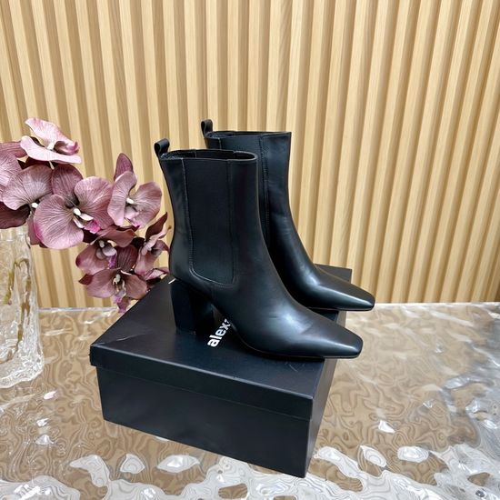 Alexander Wang Sleek Leather Ankle Boots Mid Heel Casual Winter Footwear