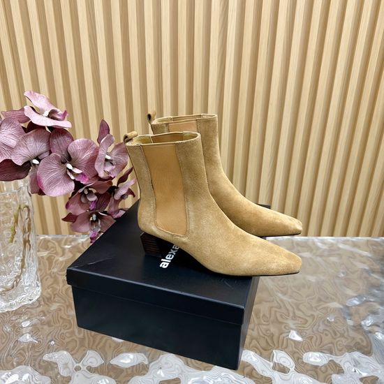 Alexander Wang Sleek Leather Ankle Boots Mid Heel Casual Winter Footwear