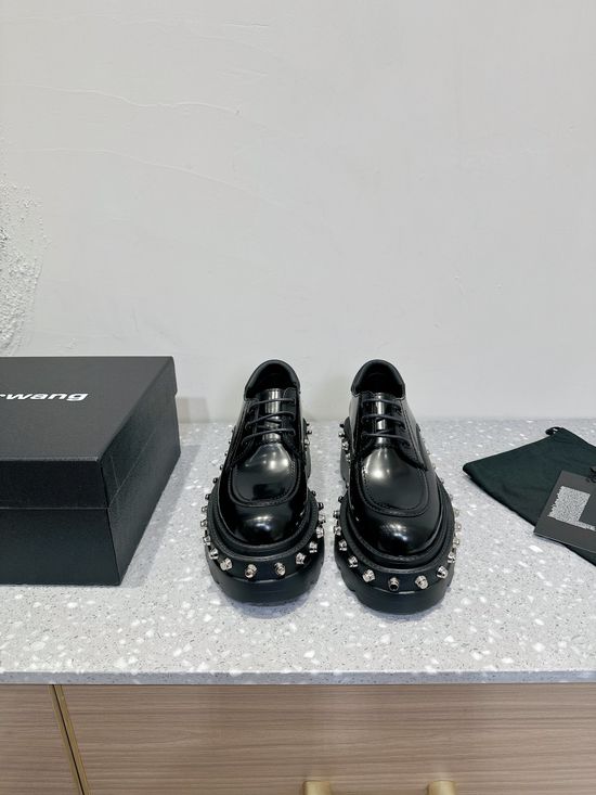 Alexander Wang Lace-up Platform Loafers Rivet Detail Leather Lining Shoes