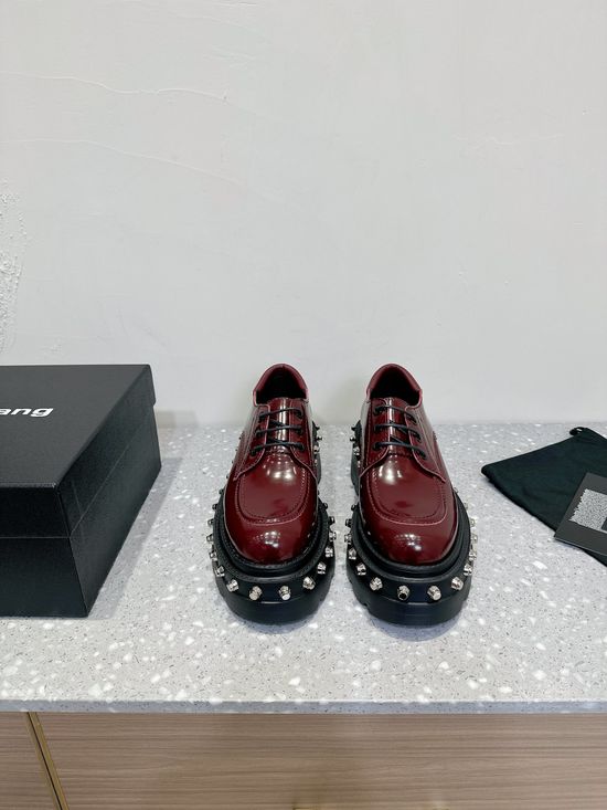 Alexander Wang Lace-up Platform Loafers Rivet Detail Leather Lining Shoes