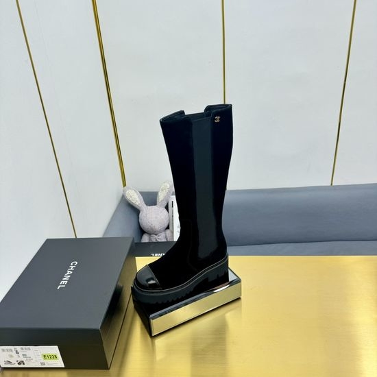 Chanel Genuine Leather Pointed Ankle Boots with Decorative Buckle
