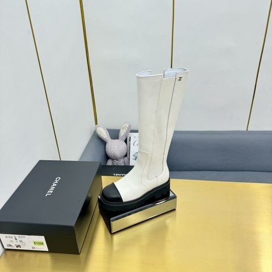 Chanel Genuine Leather Pointed Ankle Boots with Decorative Buckle