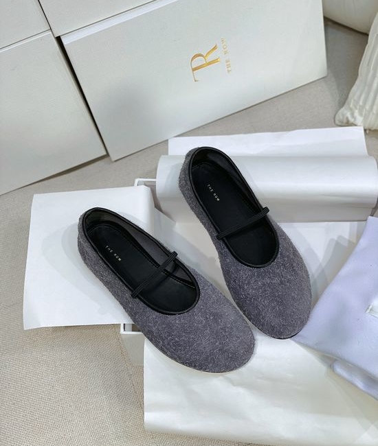 The Row Minimalist Thin Elastic Strap Soft Leather Round Toe Ballet Flats