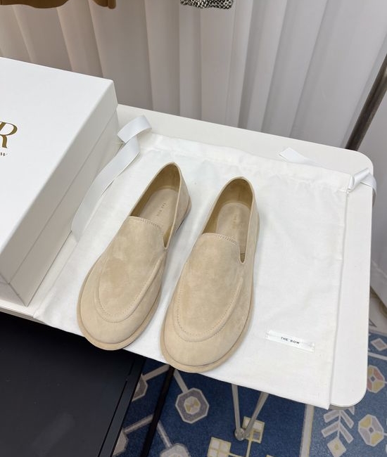 The Row Vintage Leather Loafers Soft Comfortable Casual Daily Shoes